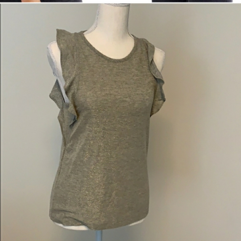 Madewell Silver Metallic Ruffle Tank - Picture 4 of 5
